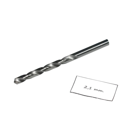Wiertło spiralne walcowe 2,10 mm. DIN338 HSS. Do metalu, drewna i plastiku. Wiertło spiralne walcowe 2,10 mm. DIN338 HSS. Do metalu, drewna i plastiku.