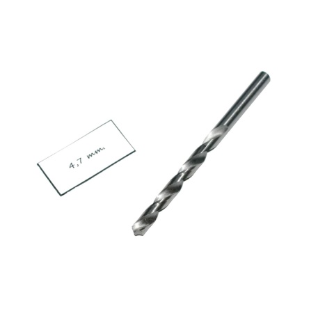 Wiertło spiralne walcowe 4,70 mm. DIN338 HSS. Do metalu, drewna i plastiku. Wiertło spiralne walcowe 4,70 mm. DIN338 HSS. Do metalu, drewna i plastiku.
