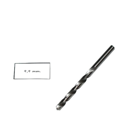 Wiertło spiralne walcowe 9,90 mm. DIN338. HSS. Do stali, tworzyw i drewna. Wiertło spiralne walcowe 9,90 mm. DIN338. HSS. Do stali, tworzyw i drewna.