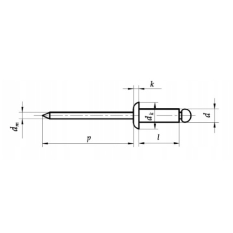 Nity zrywalne 4x14 A2 stal nierdzewna. 50 szt. Zakres zacisku: 7-10,5 mm.