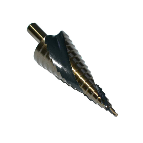 Wiertło spiralne stopniowe stożkowe kobaltowe choinkowe 4-32 mm. HSSCo. Wiertło spiralne stopniowe stożkowe kobaltowe choinkowe 4-32 mm. HSSCo.