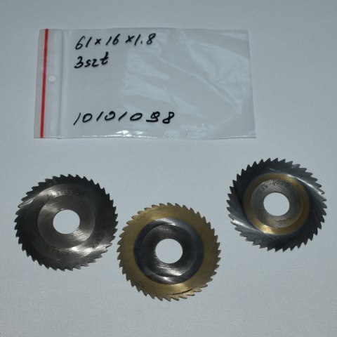 Frez tarczowy piłkowy 61x16x1,8 mm - 3 szt. HSS cięcie i frezowanie Frez tarczowy piłkowy 61x16x1,8 mm - 3 szt. HSS cięcie i frezowanie