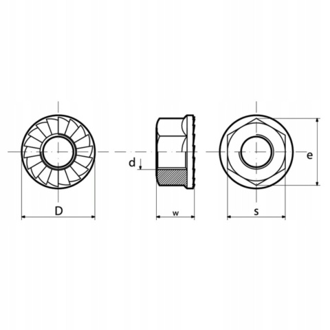 Nakrętka kołnierzowa ząbkowana M4. Nierdzewna A2. DIN6923 - 20 szt.