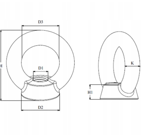 Nakrętka z uchem oczkowa M10 stal nierdzewna kwasoodporna A4. DIN582.