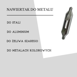 Nawiertak nakiełek HSS 2,5 mm - wiertło centrujące do metalu. DIN333-A